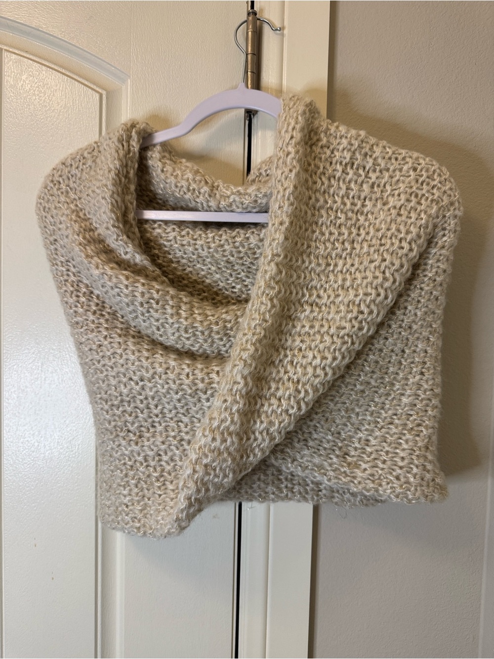 Express Cream Knit Poncho Shrug